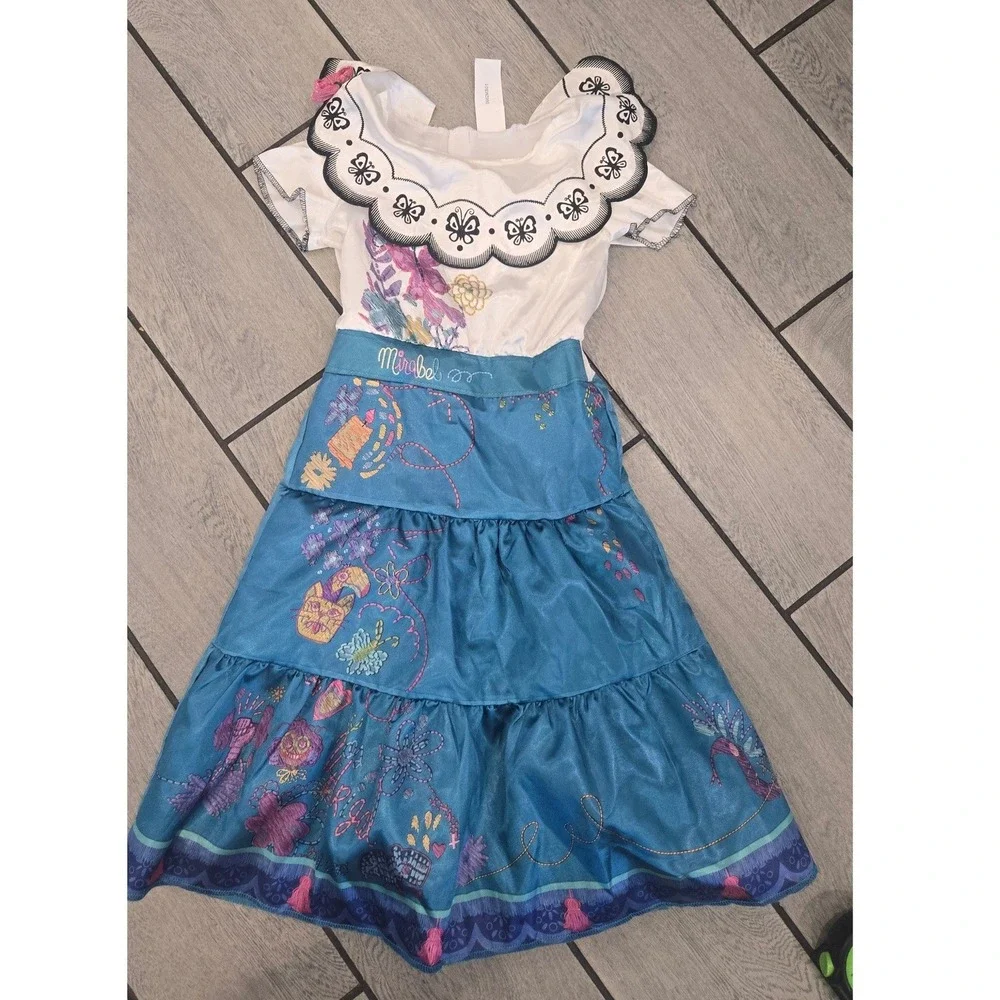 Disney Encanto Mirabel Madrigal Costume Dress Girls Size Small 4-6 Blue White